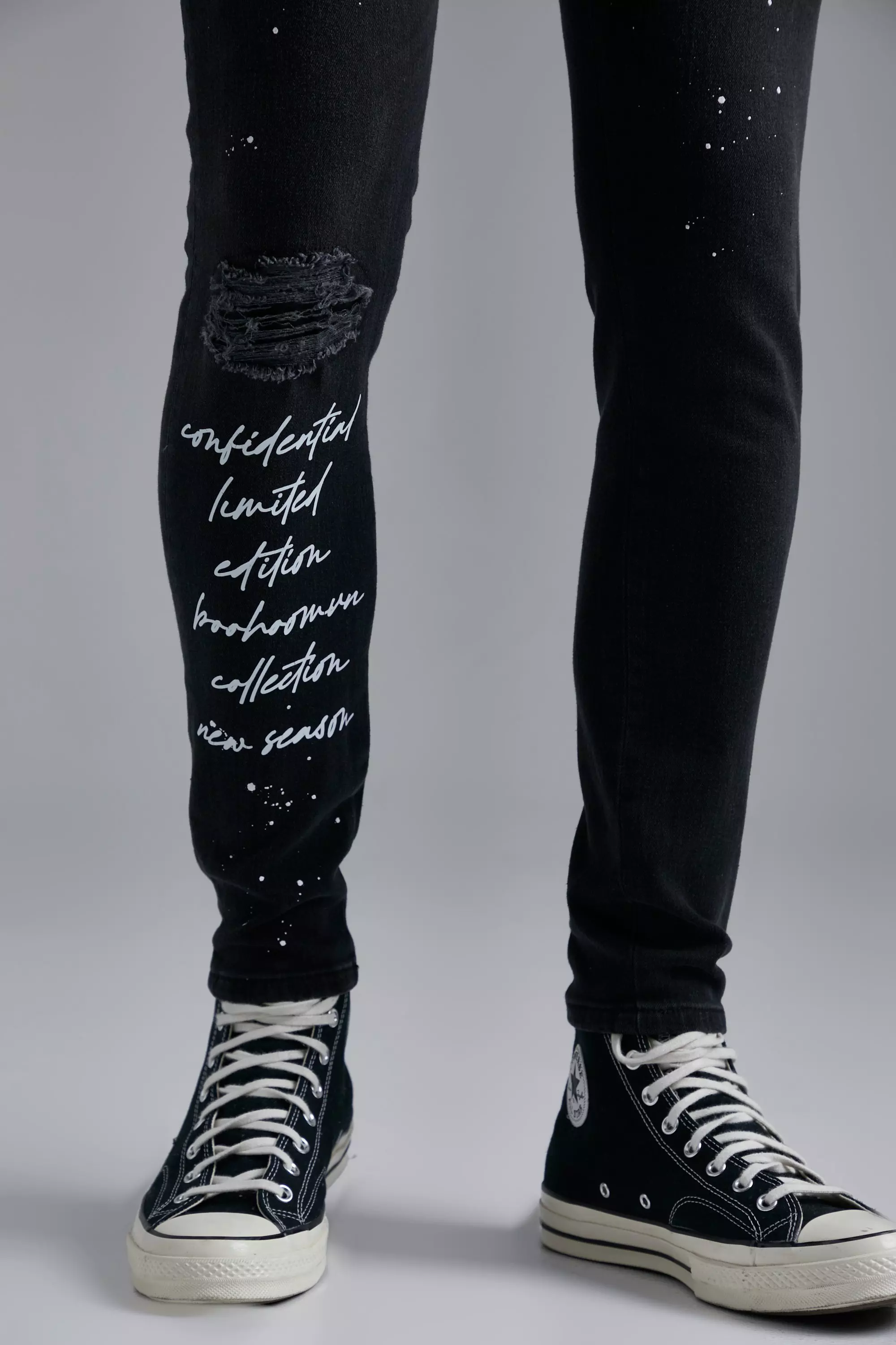 Jeans with writing on hot sale them